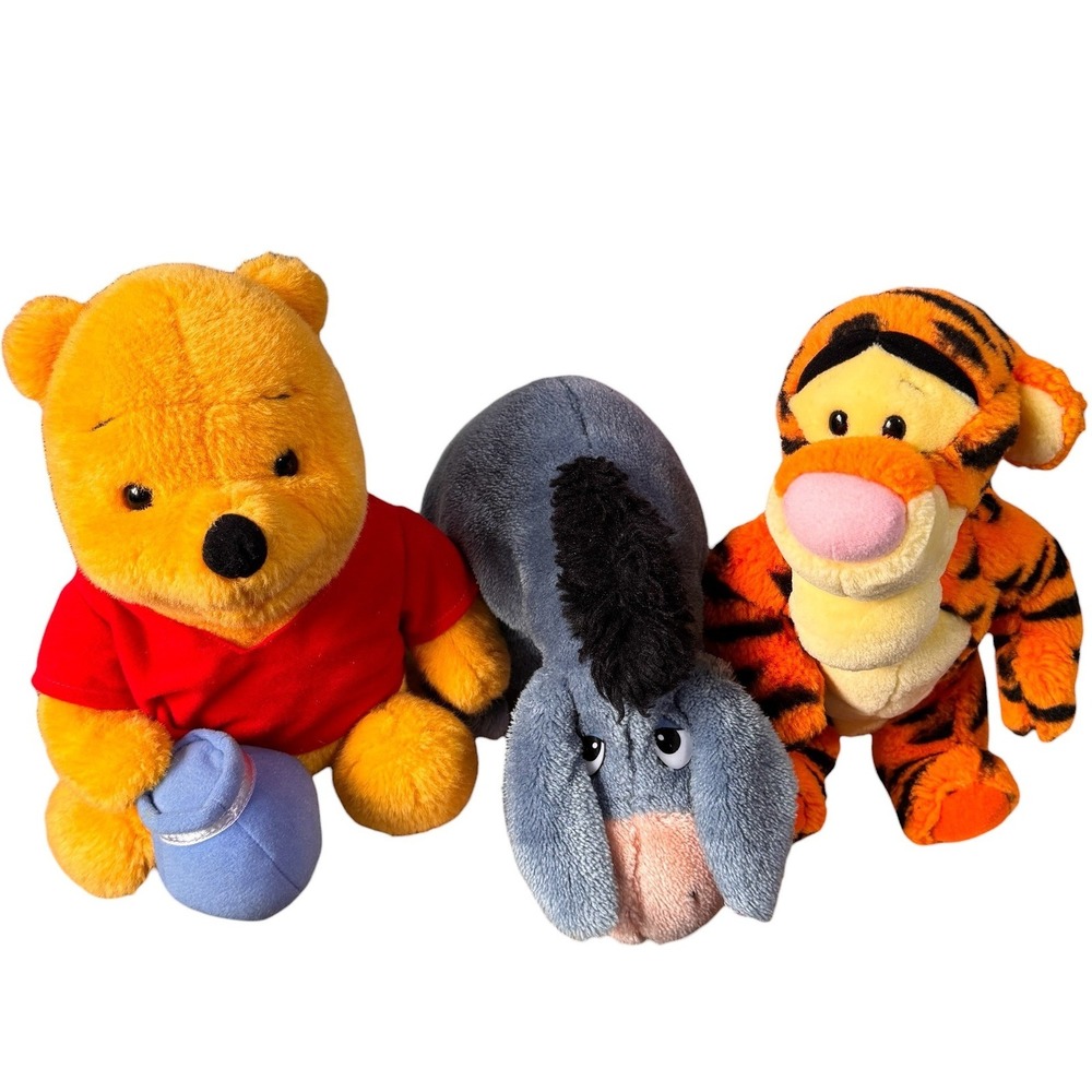 Vintage Winnie the Pooh Tigger Eeyore Plush Lot 3 Piece Stuffed Animal Set